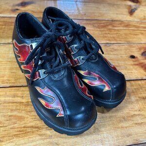 Vintage Harley-Davidson Flame Leather Chunky Platform Shoes Women's Size 5 1/2